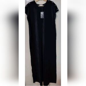 Eleebee Comfortable Loose Fitting Velvet Velour Dress Medium Black Sleeveless